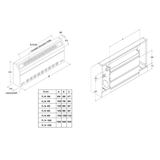 فن کویل زمینی مورب زن تهویه 1200CFM مدل FLN-1200