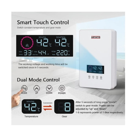 آبگرمکن برقی بدون مخزن آریاتیس مدل AFS 8